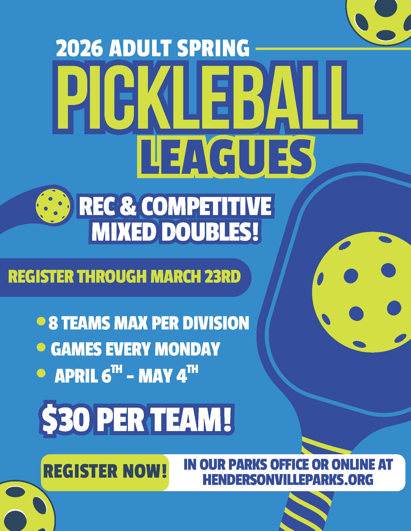 བ Adult Spring Pickleball